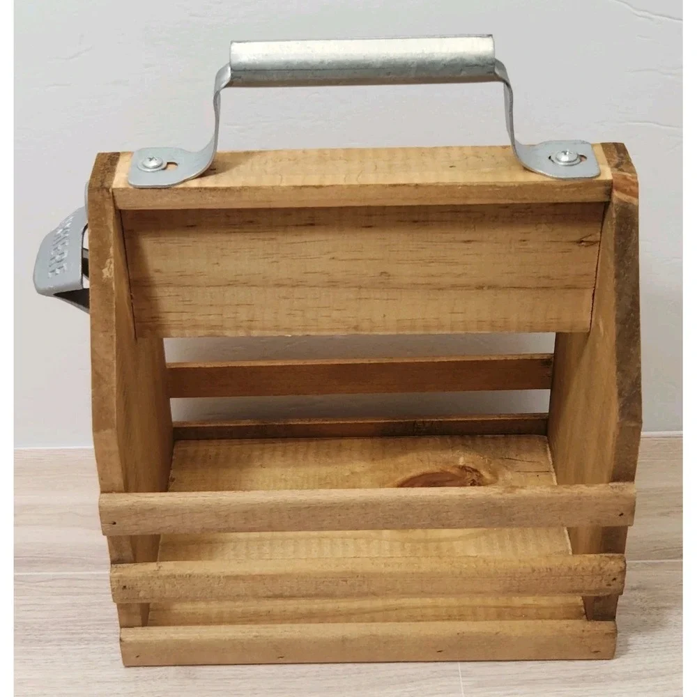 Wooden Beer Carrier - Craft Beer Caddy with Bottle Opener 6 Pack Beer Crate New‎